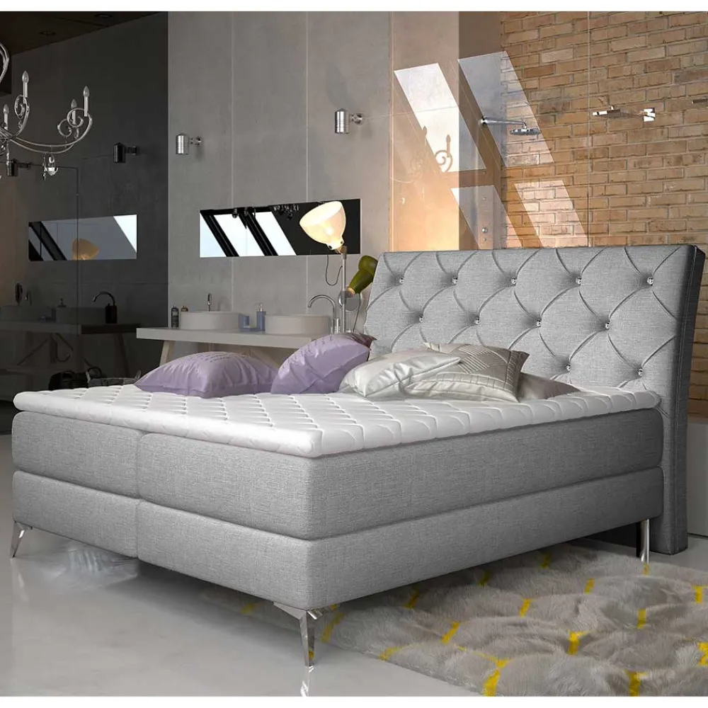 Wohnen Stoffbett mit Stauraum in Grau - Rentascia