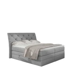 Wohnen Stoff-Boxspringbett in Hellgrau - Helmu
