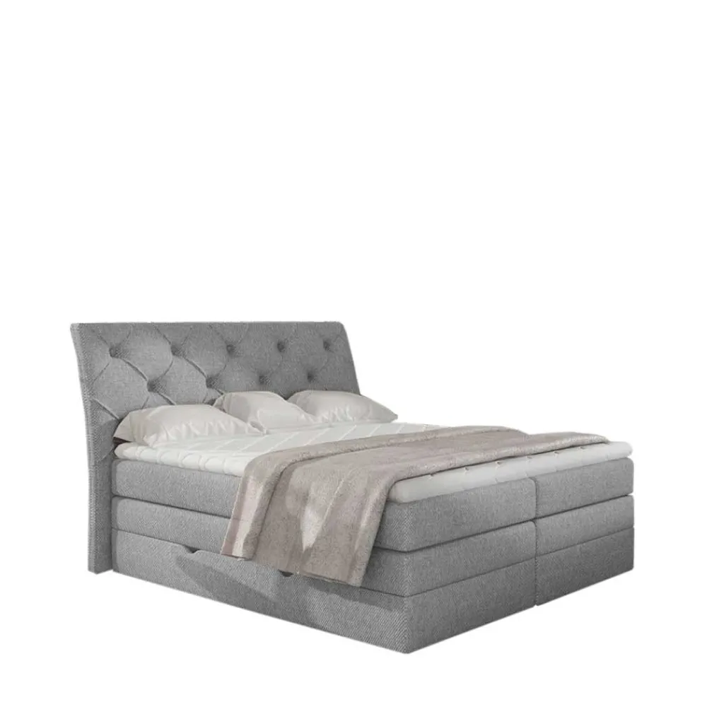 Wohnen Stoff-Boxspringbett in Hellgrau - Helmu