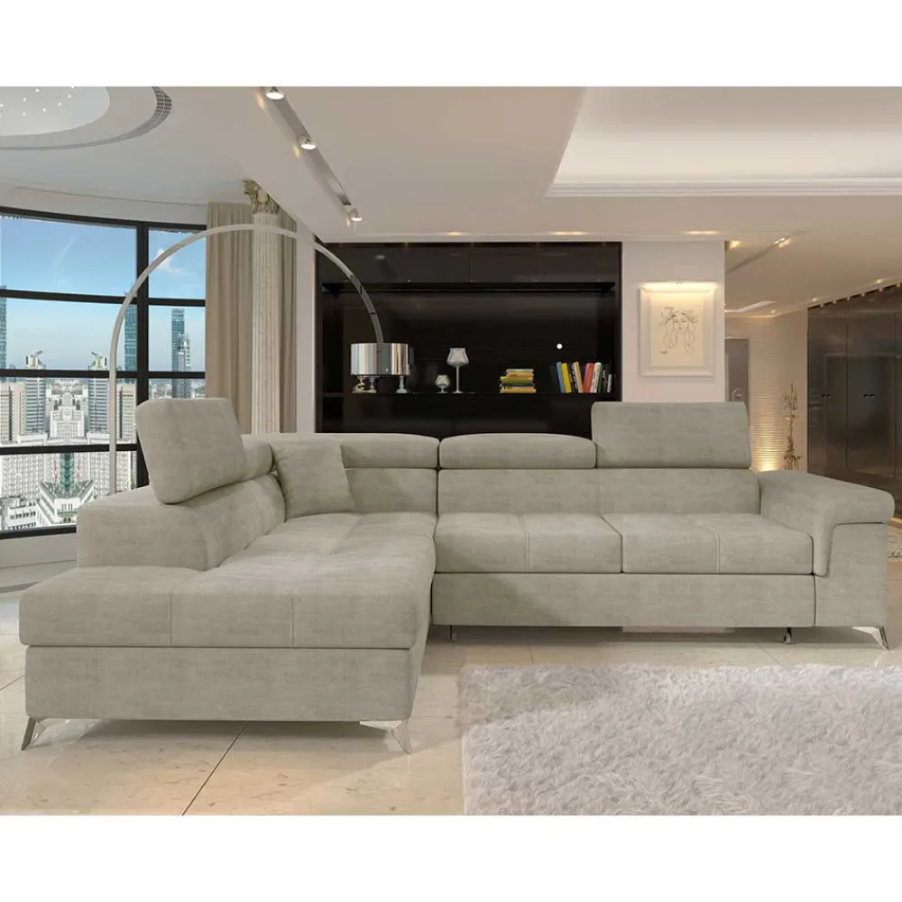 Wohnen Stoffcouch mit Bettfunktion in Taupe - Moglesia