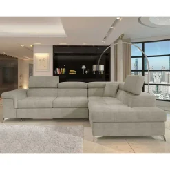 Wohnen Stoffcouch mit Bettfunktion in Taupe - Moglesia