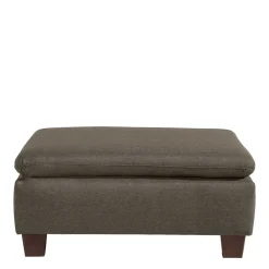 Wohnen Stoffhocker in Beigegrau und Nussbaum - Abecra