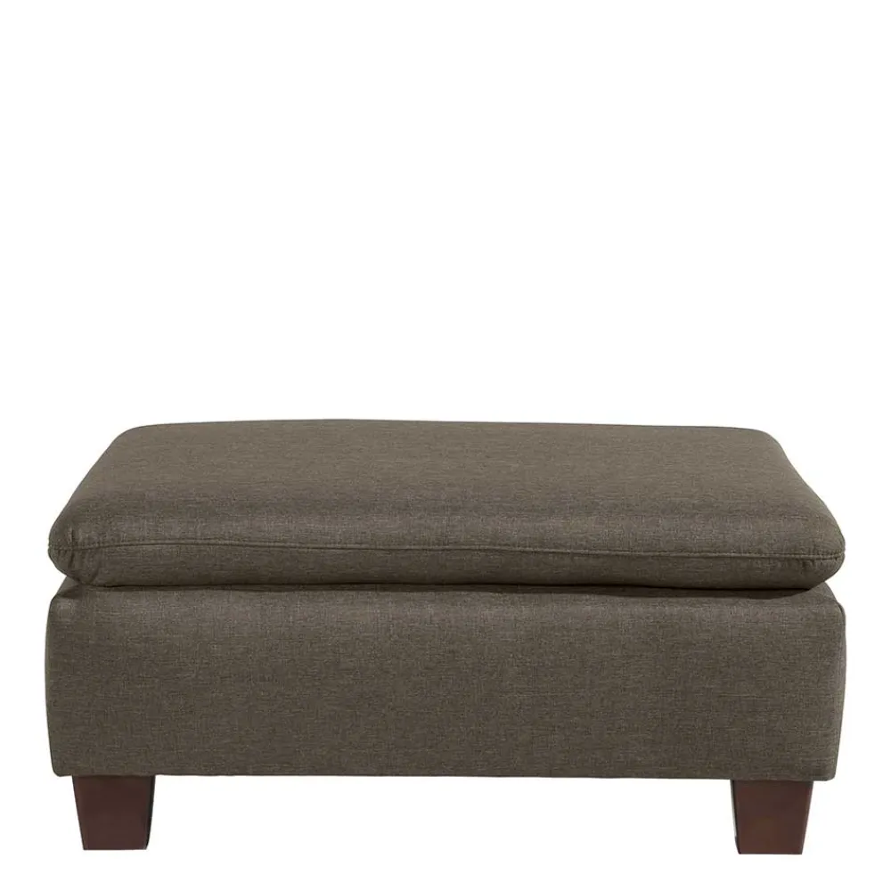 Wohnen Stoffhocker in Beigegrau und Nussbaum - Abecra