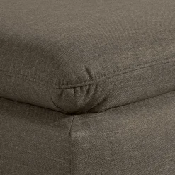 Wohnen Stoffhocker in Beigegrau und Nussbaum - Abecra