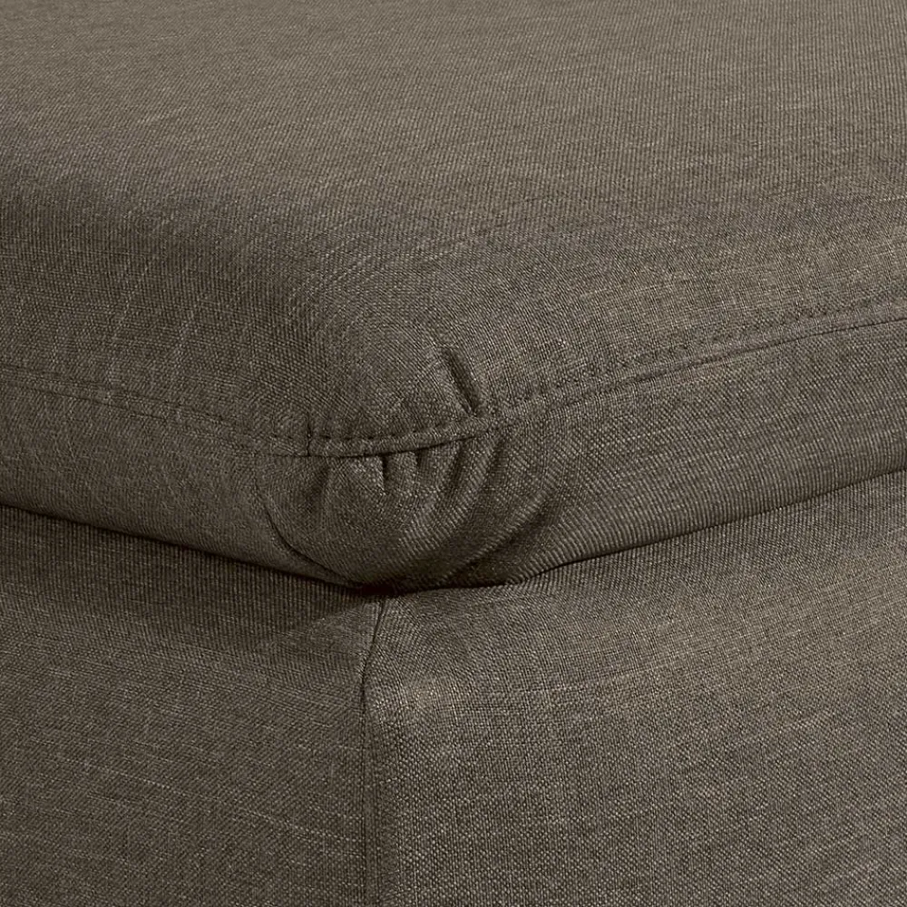 Wohnen Stoffhocker in Beigegrau und Nussbaum - Abecra