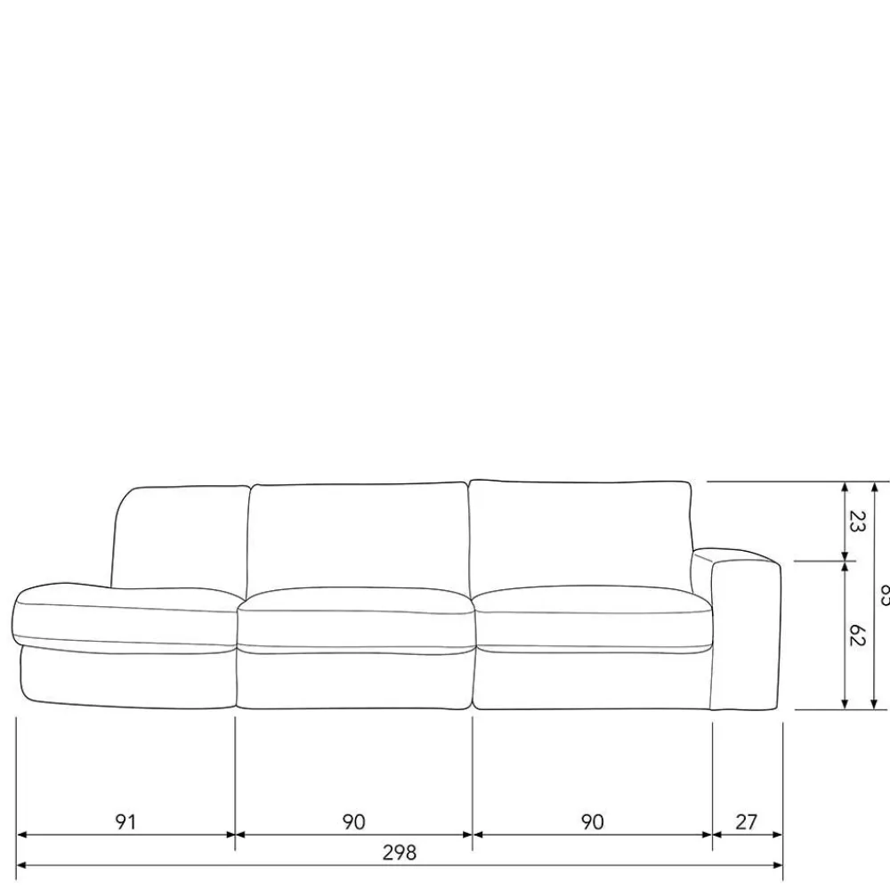 Wohnen Sofas|Sofa*Stoffsofa mit Armlehne rechts in Rosa - Jilatov
