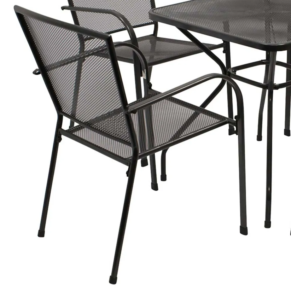 Wohnen Streckmetall Tischgruppe in Anthrazit - Comanos (fünfteilig)