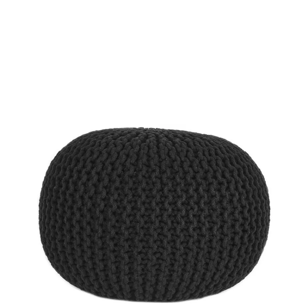 Wohnen Skandinavische Möbel|Schwarze Möbel*Strickstoff Pouf in Schwarz - Selvas