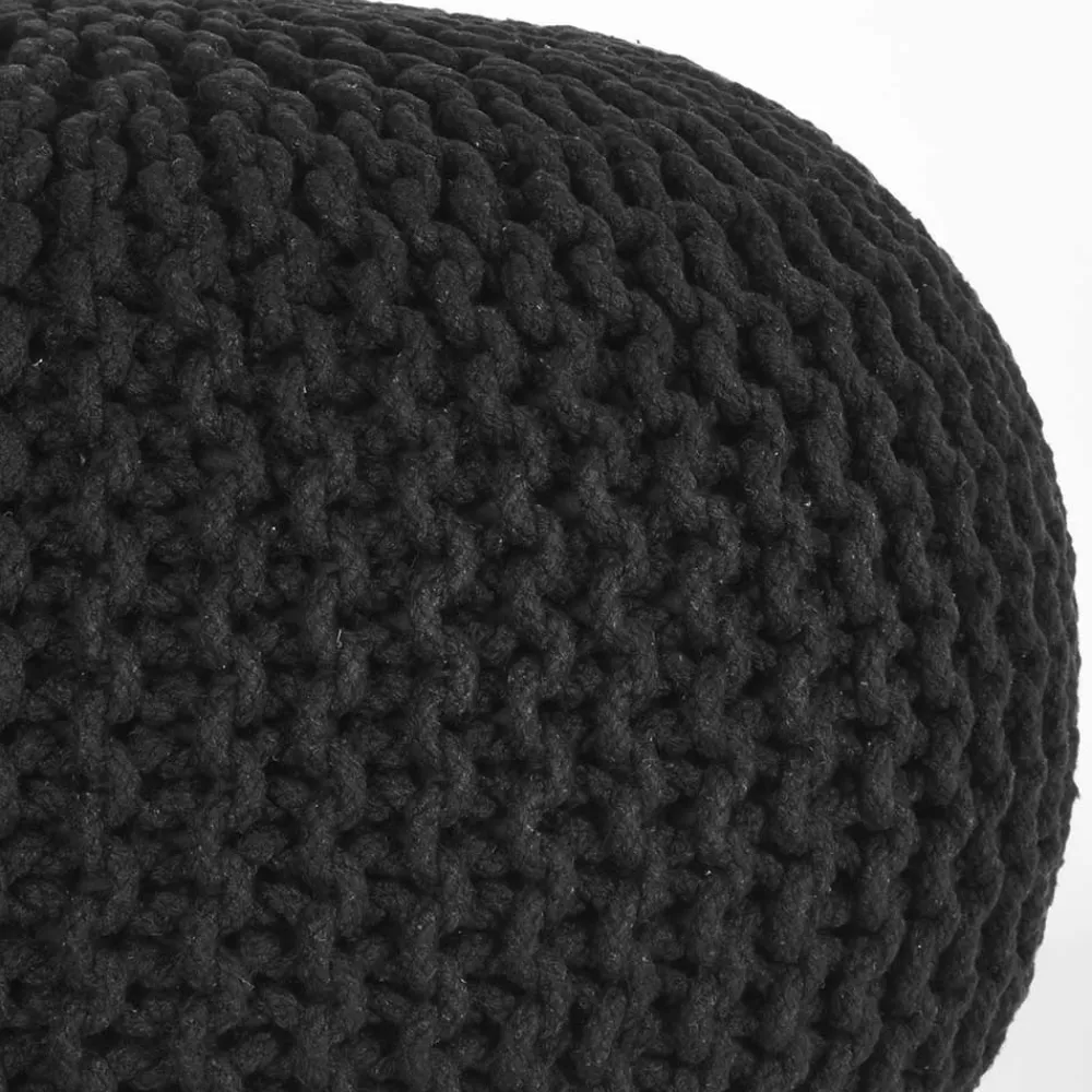 Wohnen Skandinavische Möbel|Schwarze Möbel*Strickstoff Pouf in Schwarz - Selvas