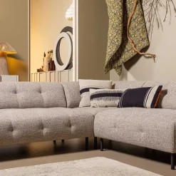 Wohnen Schwarze Möbel|Braune Möbel*Strukturstoff Eckcouch in Hellbraun - Hyponios