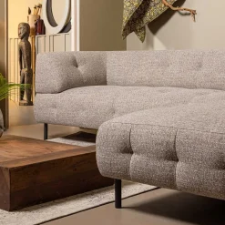 Wohnen Schwarze Möbel|Braune Möbel*Strukturstoff Eckcouch in Hellbraun - Hyponios