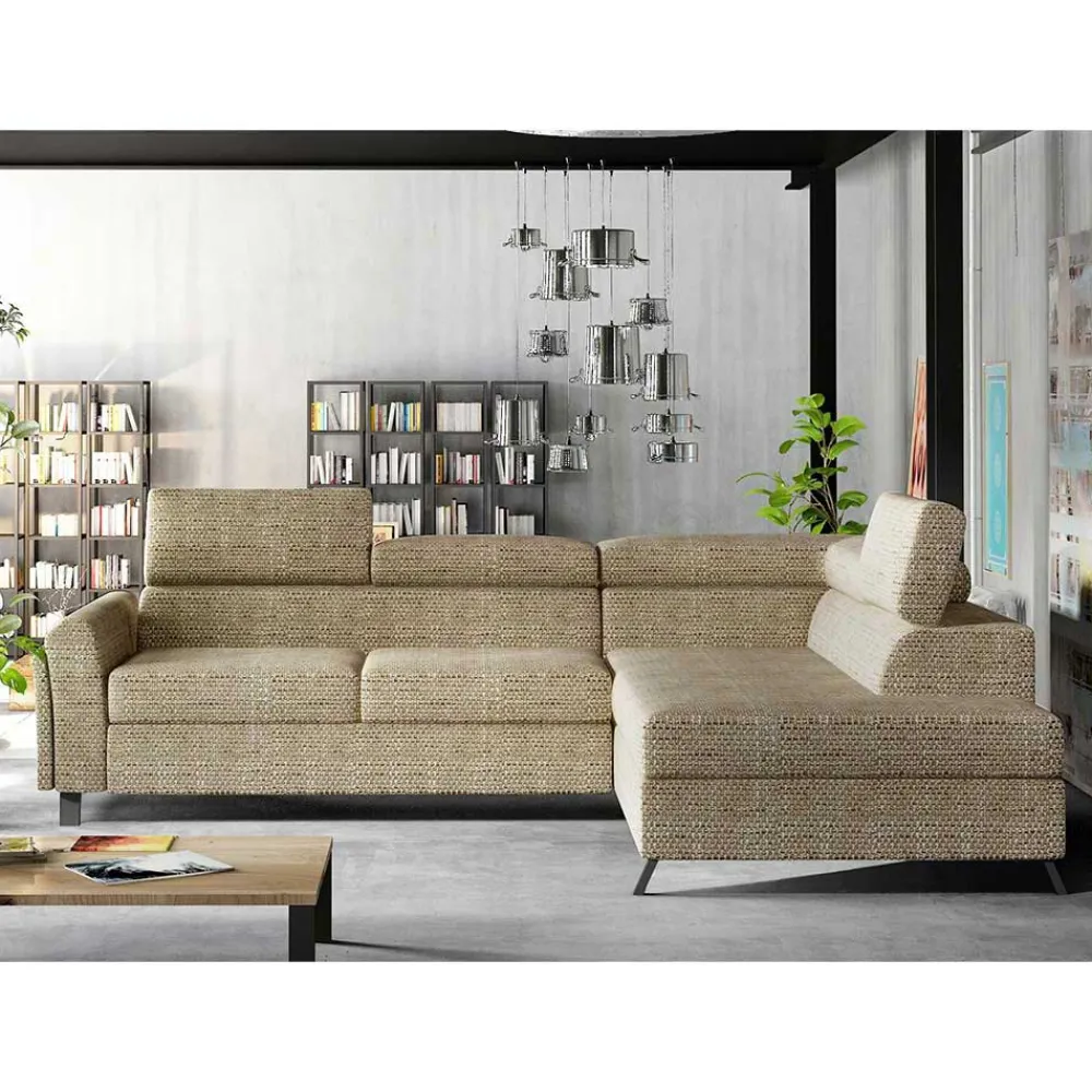 Wohnen Sofas|Sofa*Strukturstoff Polsterecke in Beige - Jimis