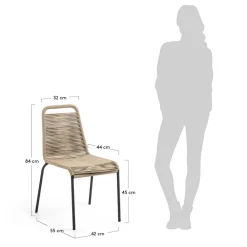 Wohnen Rattanmöbel*Stuhl aus Kordelgeflecht in Hellbraun - Fedora (4er Set)