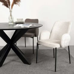 Wohnen Stuhl in Cremeweiß Struktursamt - Propanja (2er Set)