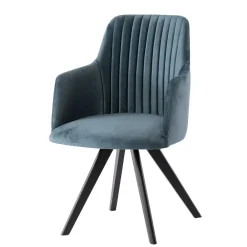 Wohnen Wohnzimmerstühle|Designermöbel*Stuhl mit Armlehnen in Blau Webstoff - Romance