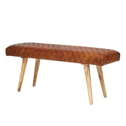Wohnen Küchenbänke|Esszimmerbänke*Stylische Lederbank mit Rautensteppung - Barrena