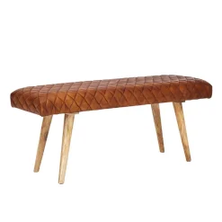 Wohnen Küchenbänke|Esszimmerbänke*Stylische Lederbank mit Rautensteppung - Barrena