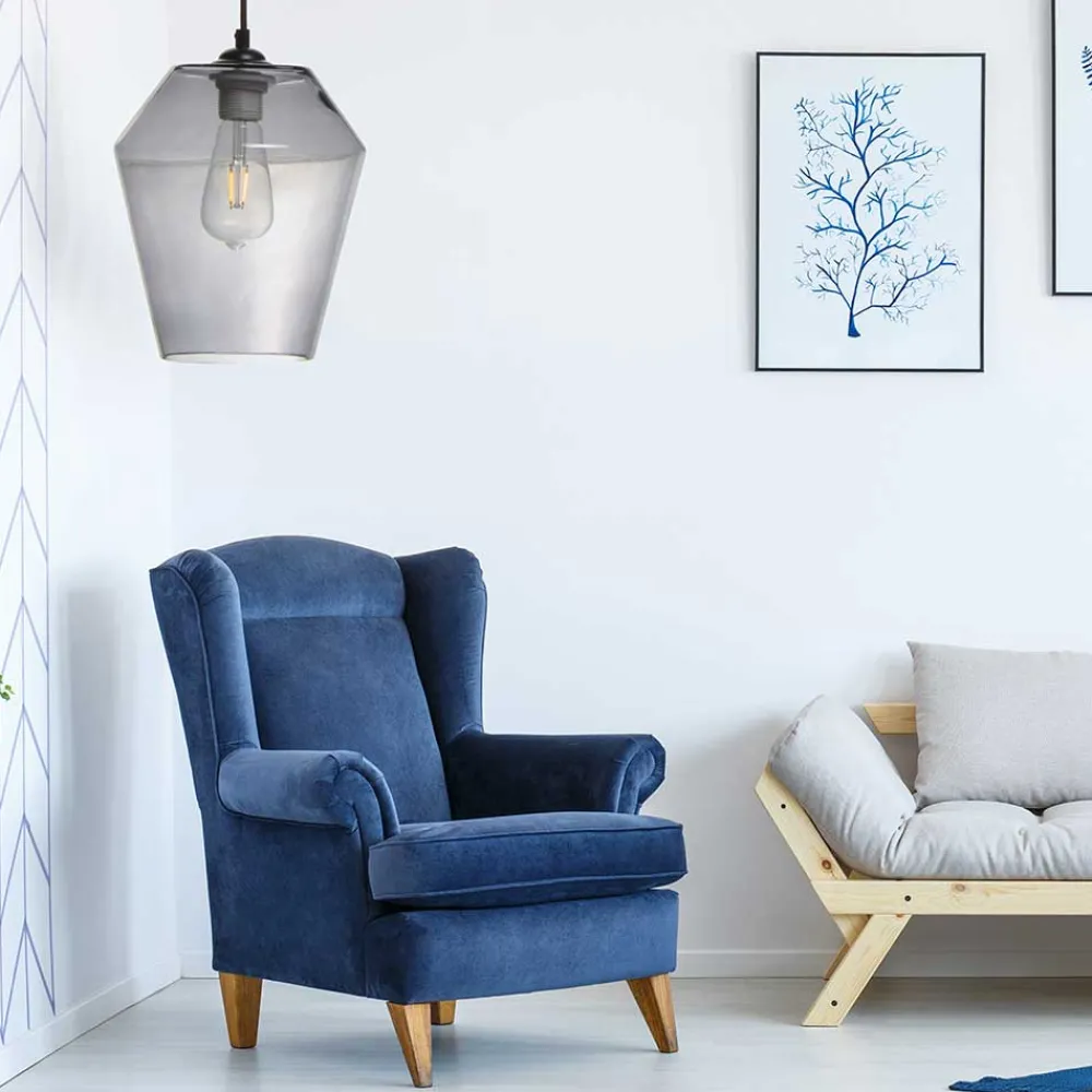 Wohnen Stylische Pendelleuchte aus grauem Glas - Italo