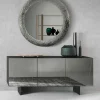 Wohnen Stylisches Sideboard mit Spiegel Front in Rauchgrau - Odangelo