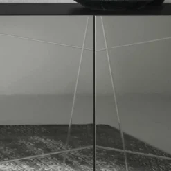 Wohnen Stylisches Sideboard mit Spiegel Front in Rauchgrau - Odangelo