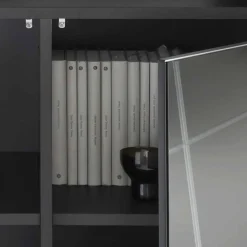 Wohnen Stylisches Sideboard mit Spiegel Front in Rauchgrau - Odangelo