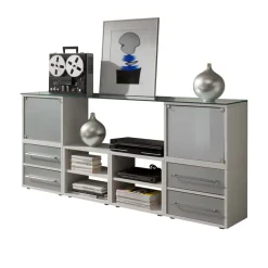 Wohnen Stylisches Stauraum Möbel in Weiß & Silber - Imtrador