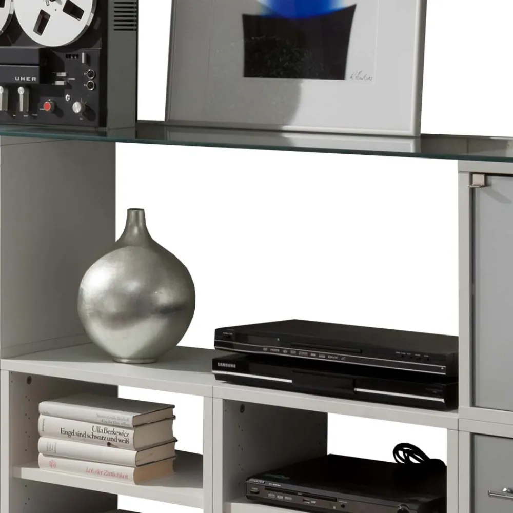 Wohnen Stylisches Stauraum Möbel in Weiß & Silber - Imtrador