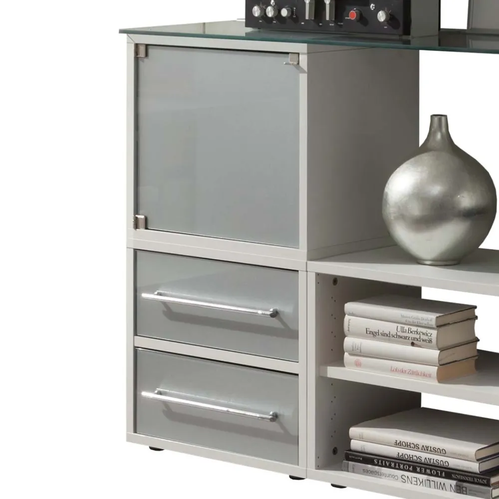 Wohnen Stylisches Stauraum Möbel in Weiß & Silber - Imtrador