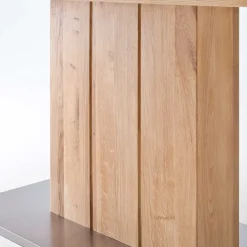 Wohnen Säulen Esstisch mit Balkeneiche Powera & Bodenplatte mit Metall Mantel