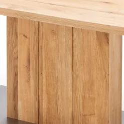 Wohnen Säulen Esstisch mit Balkeneiche Powera & Bodenplatte mit Metall Mantel