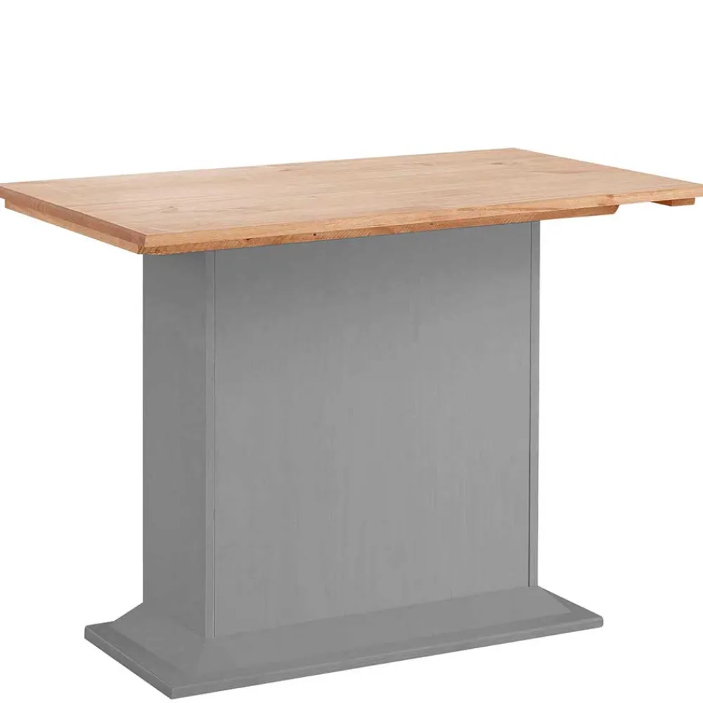 Wohnen Säulen-Esstisch in Kieferfarben und Grau - Bernau