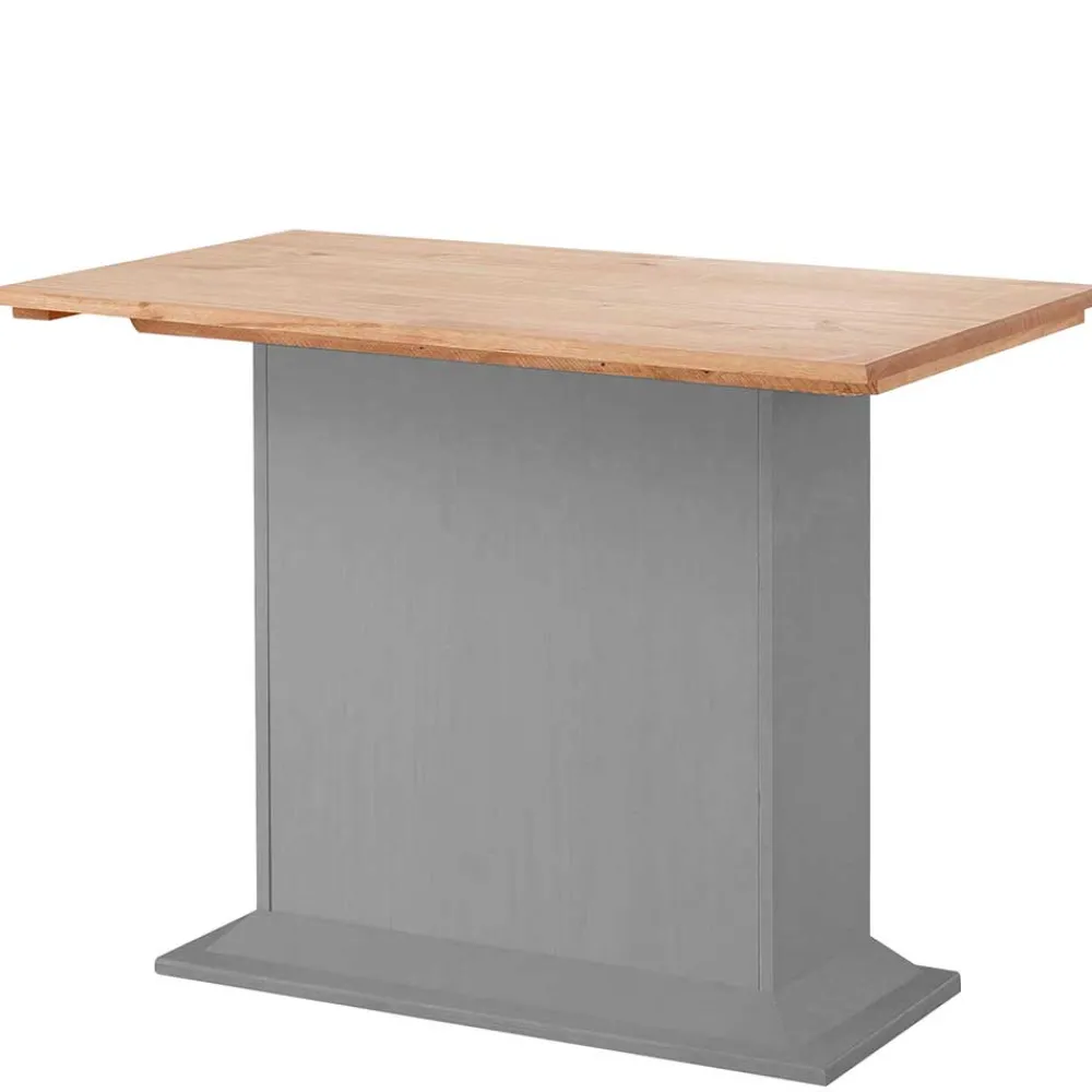 Wohnen Säulen-Esstisch in Kieferfarben und Grau - Bernau