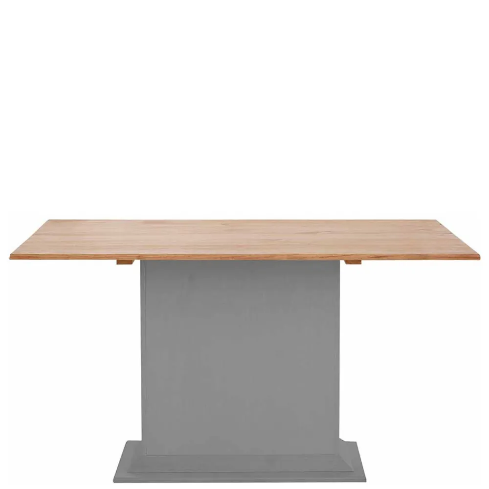 Wohnen Säulen-Esstisch in Kieferfarben und Grau - Bernau