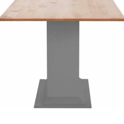 Wohnen Säulen-Esstisch in Kieferfarben und Grau - Bernau