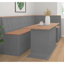 Wohnen Säulen-Esstisch in Kieferfarben und Grau - Bernau