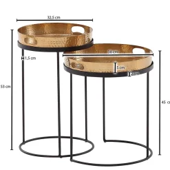 Wohnen Tablett Beistelltische in Gold - Jucaras (zweiteilig)