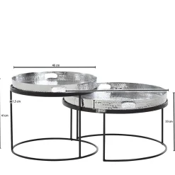 Wohnen Tablett Couchtische in Silber - Astuto (zweiteilig)