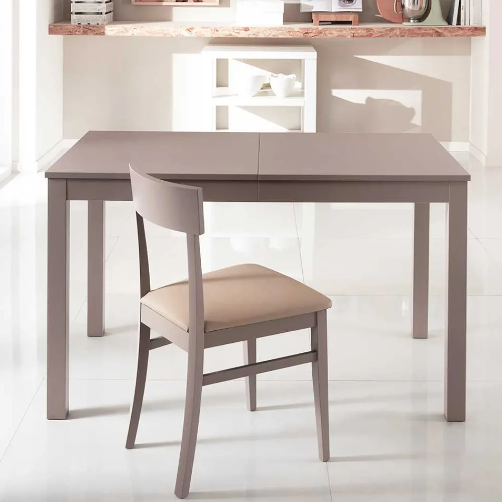 Wohnen Taupefarbener Esstisch mit 2 Einlegeplatten Bino aus Holz teilmassiv