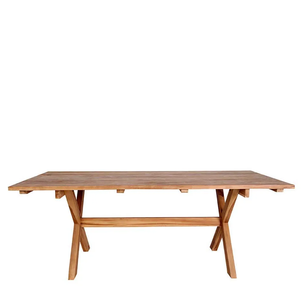 Wohnen Teak Altholz Tisch & Kunstrattan Stühle - Dariofa (siebenteilig)