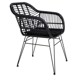 Wohnen Teak Altholz Tisch & Kunstrattan Stühle - Dariofa (siebenteilig)