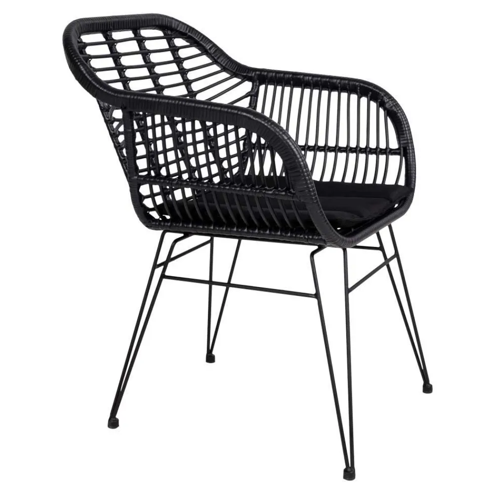 Wohnen Teak Altholz Tisch & Kunstrattan Stühle - Dariofa (siebenteilig)