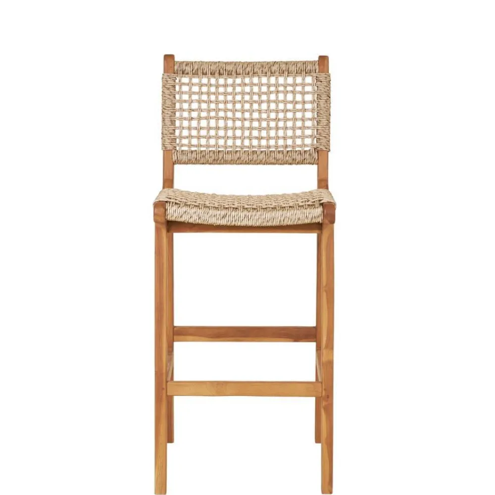 Wohnen Rattanmöbel*Teak Barstühle mit Kordelgeflecht - Merlan