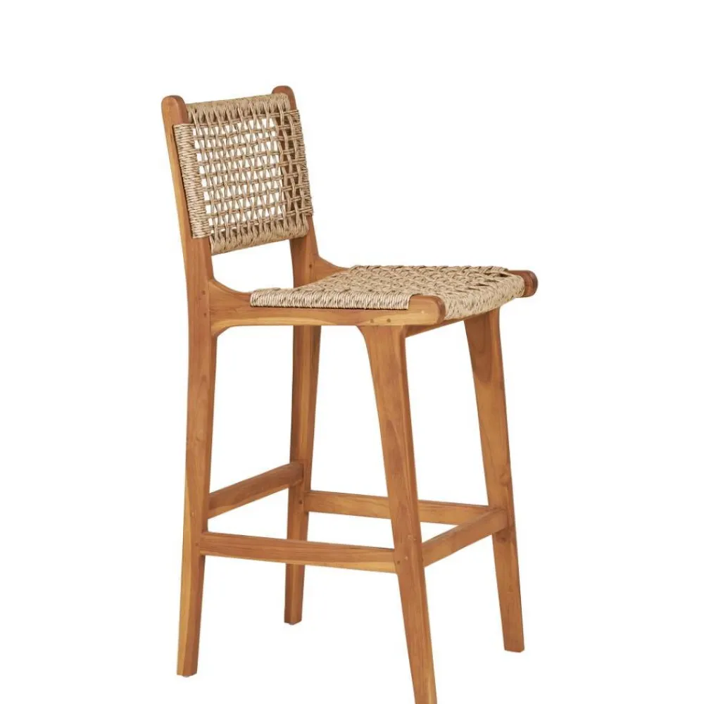 Wohnen Rattanmöbel*Teak Barstühle mit Kordelgeflecht - Merlan