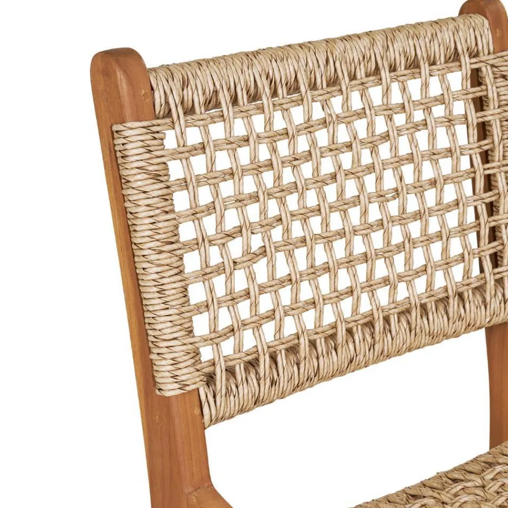 Wohnen Rattanmöbel*Teak Barstühle mit Kordelgeflecht - Merlan