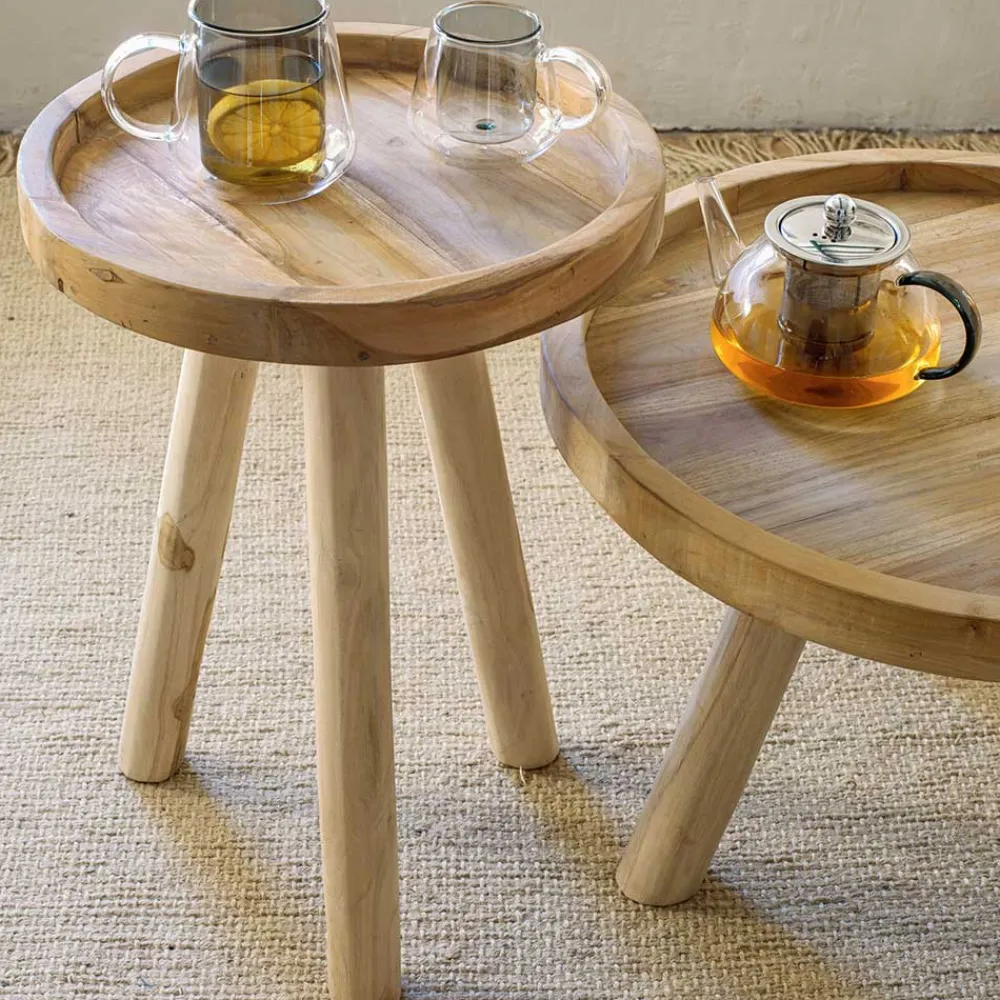 Wohnen Massivholzmöbel|Esszimmertische*Teak Couchtisch mit Drei-Bein-Gestell - Marcel
