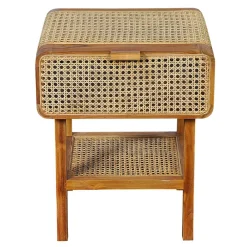Wohnen Rattanmöbel|Nachttische*Teak Holz Nachtkommode mit Wiener Geflecht - Teako