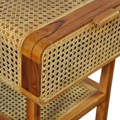 Wohnen Rattanmöbel|Nachttische*Teak Holz Nachtkommode mit Wiener Geflecht - Teako