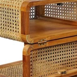 Wohnen Rattanmöbel|Nachttische*Teak Holz Nachtkommode mit Wiener Geflecht - Teako