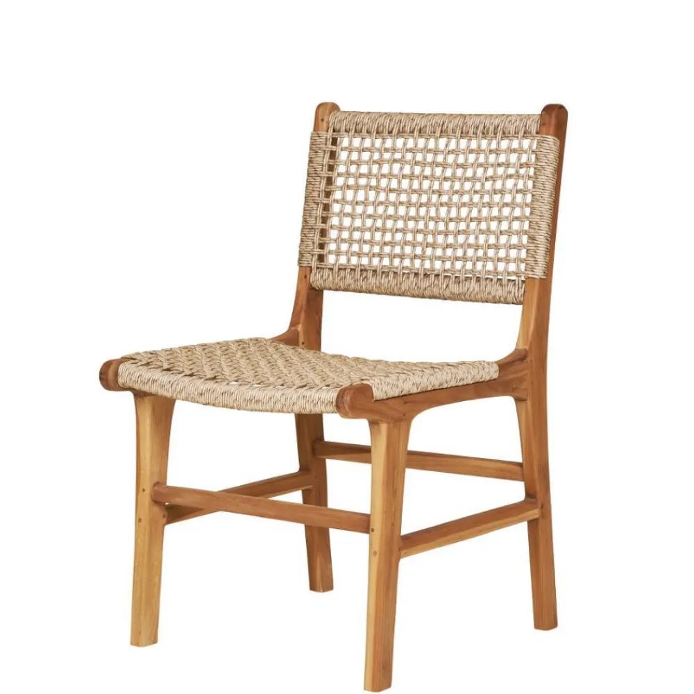 Wohnen Rattanmöbel*Teak Holzstühle mit Kordelgeflecht - Merlan (2er Set)