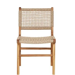 Wohnen Rattanmöbel*Teak Holzstühle mit Kordelgeflecht - Merlan (2er Set)